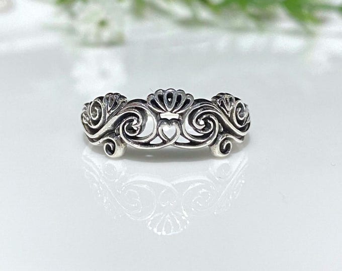 Sterling Silver Filigree Band Ring Size 6