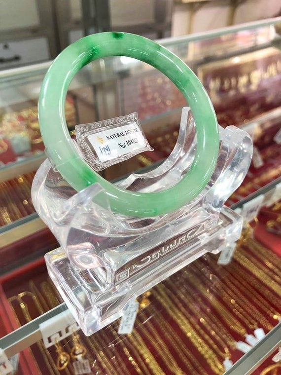 Translucent Natural Green, White Jadeite Jade Vin… - image 7