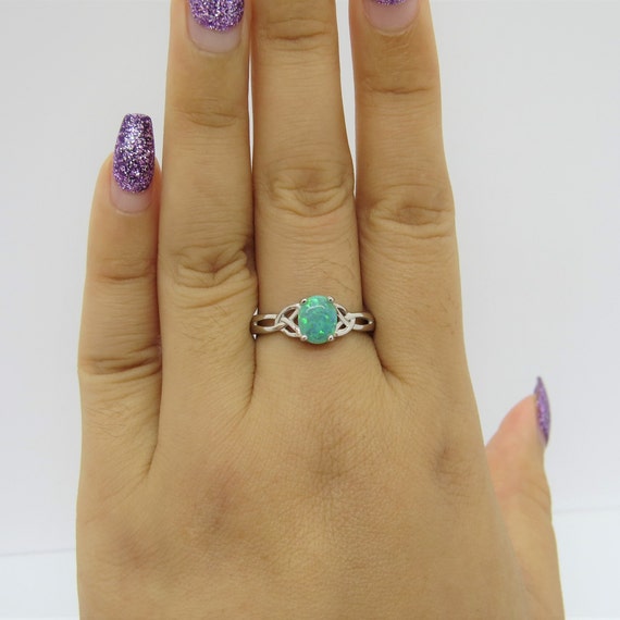 Bold 925 Sterling Silver Oval Green CZ Celtic Men's Ring | Size 8, Wide Band Celtic Knot Design - View #5