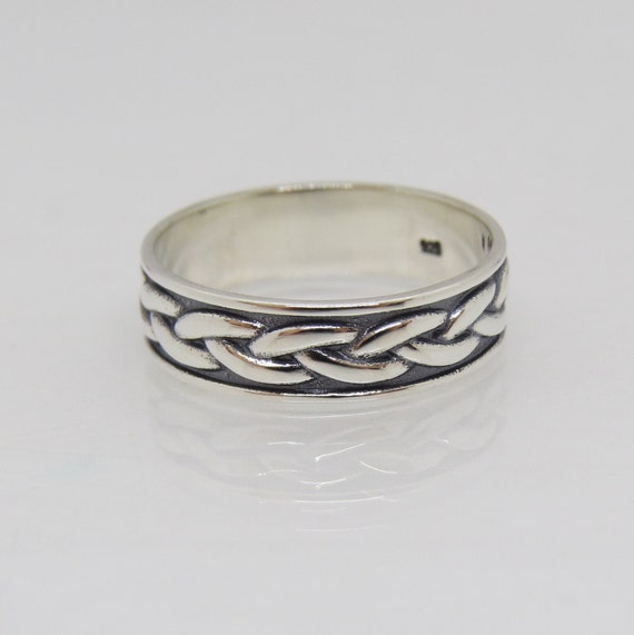 Vintage Sterling Silver Braided Band Ring Size 8 - image 3