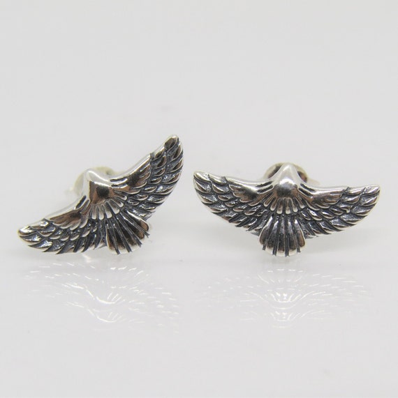 Vintage Sterling Silver Eagle Stud Earrings - image 6