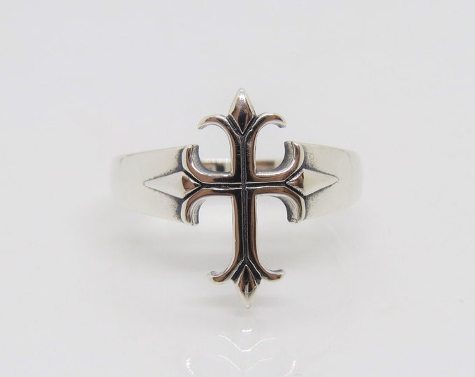 Sterling Silver 925 Cross Ring Size 12