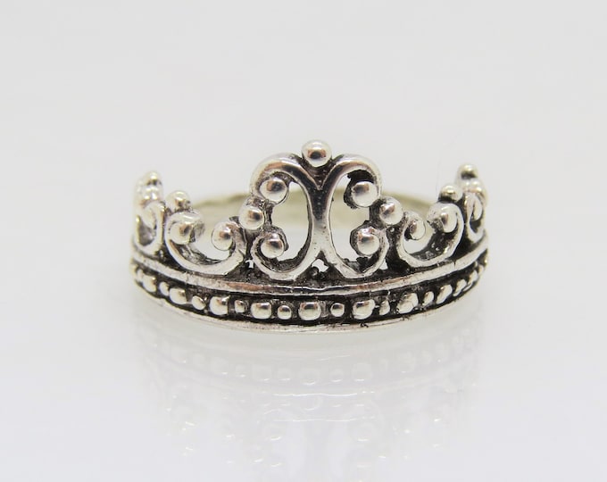 Vintage Sterling Silver Crown Ring Size 7