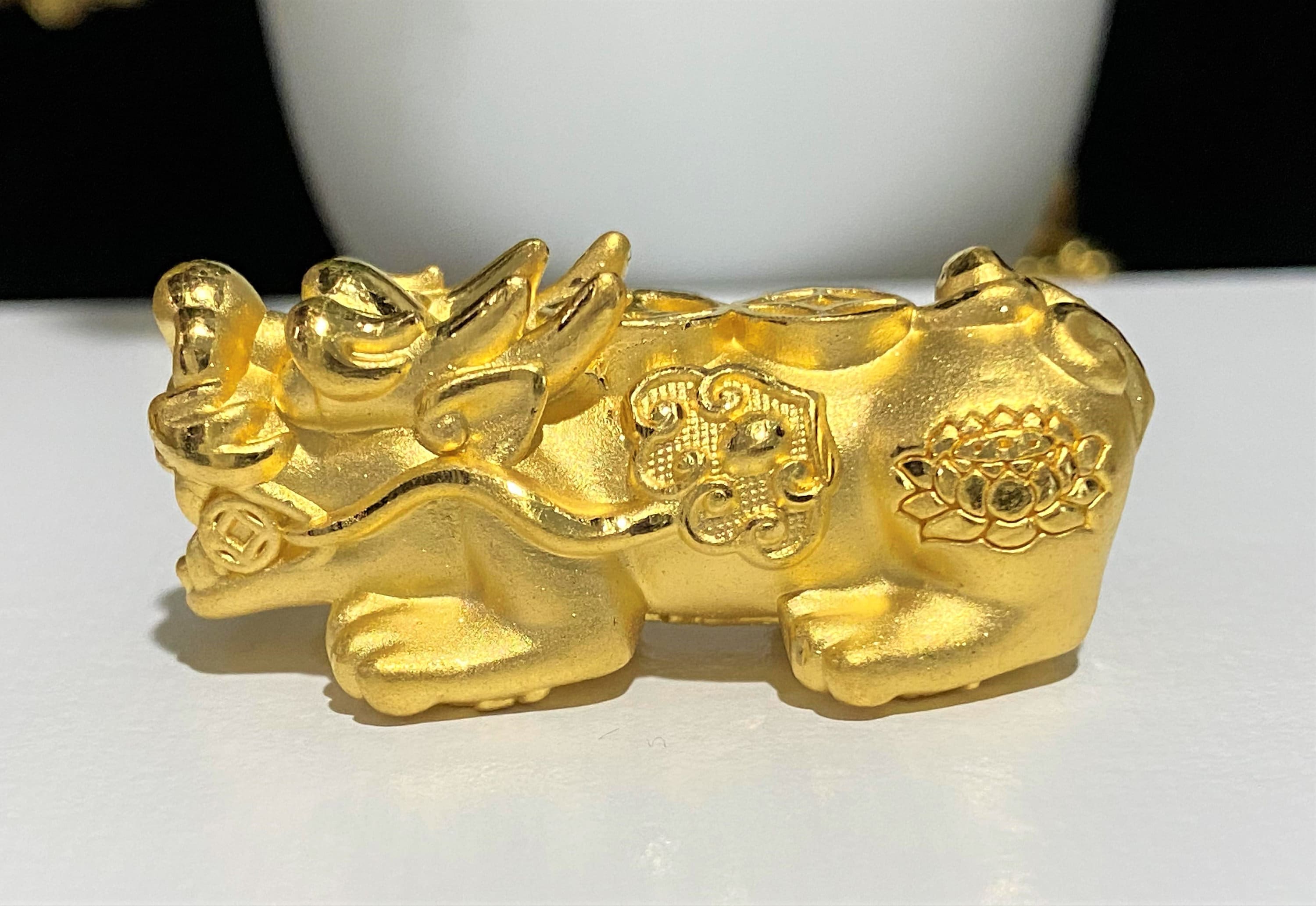 999 real gold pixiu 24k pure gold charms for bracelets gold jewelry parts  fine gold jewelry