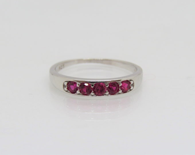 Sterling Silver Ruby Band Ring Size 6