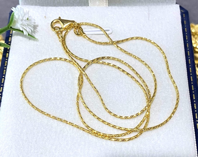 Vintage 15K Solid Yellow Gold Snake Link Chain Necklace 17 1/2''