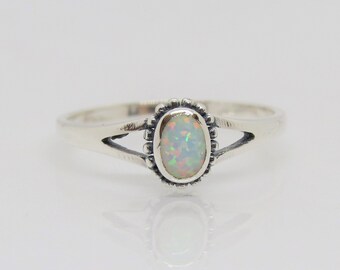 Vintage Bali Sterling Silver White Opal Ring Size 5