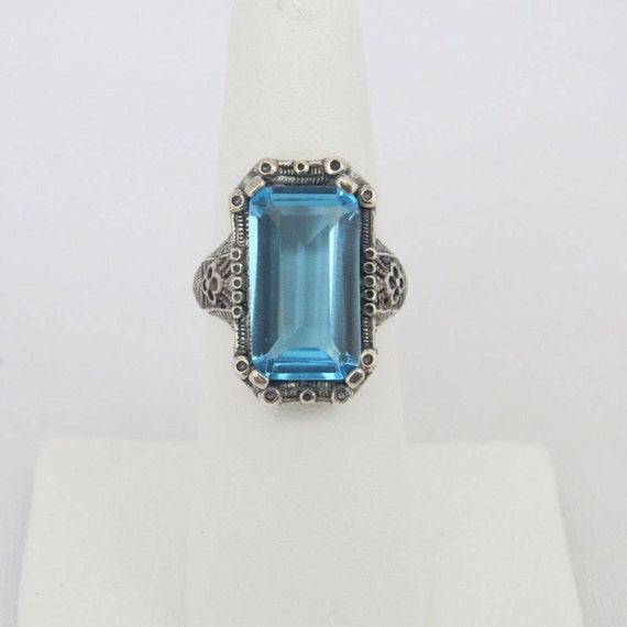 Vintage Sterling Silver Aquamarine Solitaire Ring… - image 3