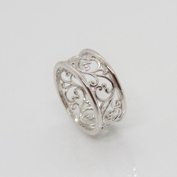 Vintage Sterling Silver Filigree Band Ring. - image 3