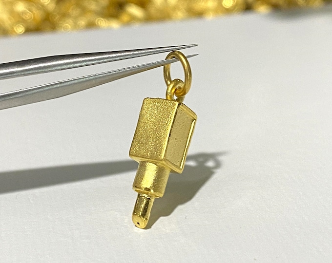 Vintage 24K 9999 Yellow Gold Lipstick Charm Pendant Make for Charm Bracelet