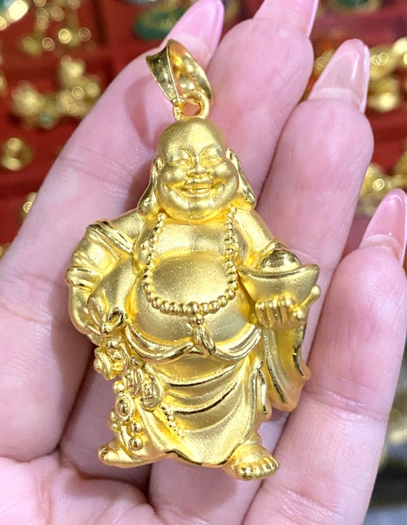 Vintage 24K 9999 Pure Gold Laughing Buddha, Happy… - image 1