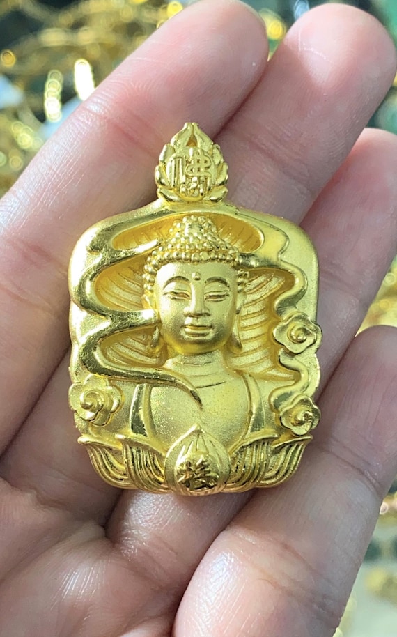 Vintage 24K 9999 Pure Gold Buddha Pendant