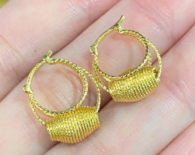 610 15K Solid Yellow Gold Hoop Earrings 15MM