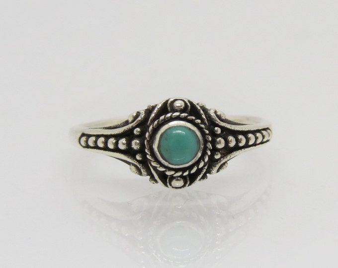 Vintage Sterling Silver Turquoise Dots Ring Size 7