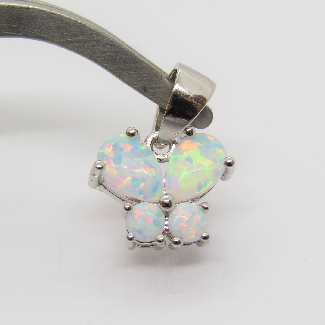 Vintage Sterling Silver White Opal Butterfly Pendant - Etsy