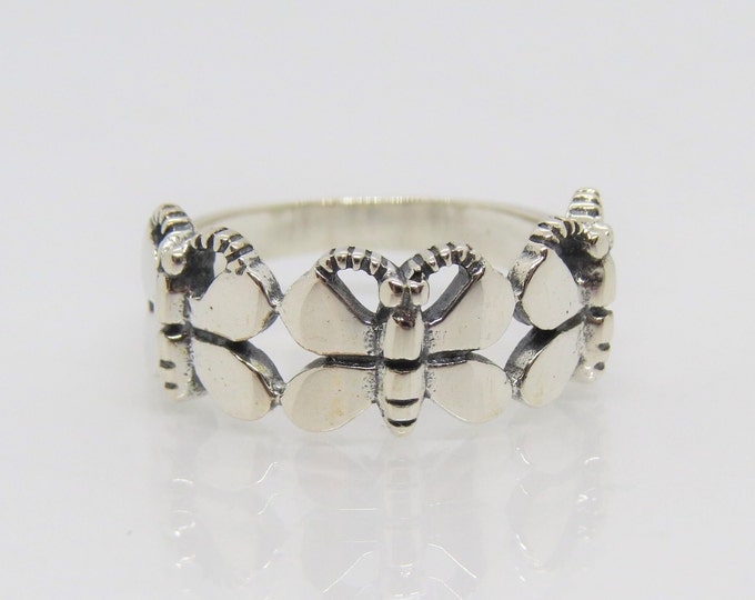 Vintage Sterling Silver Butterfly Ring Size 7
