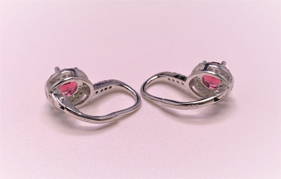 Vintage Sterling Silver Ruby & White Topaz Earrin… - image 5