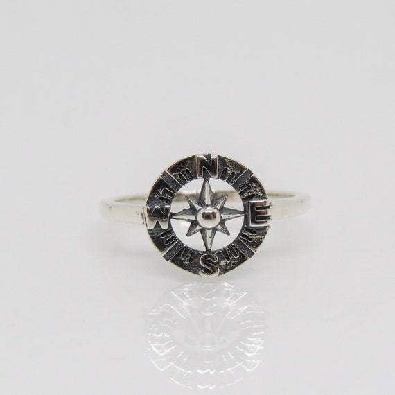 Vintage Sterling Silver Compass Ring Size 7 - image 1