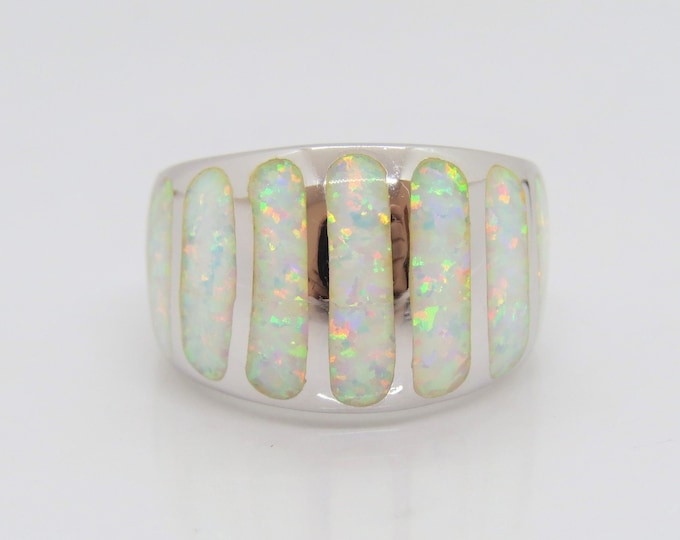 Vintage Sterling Silver Fire Opal Dome Ring Size 9