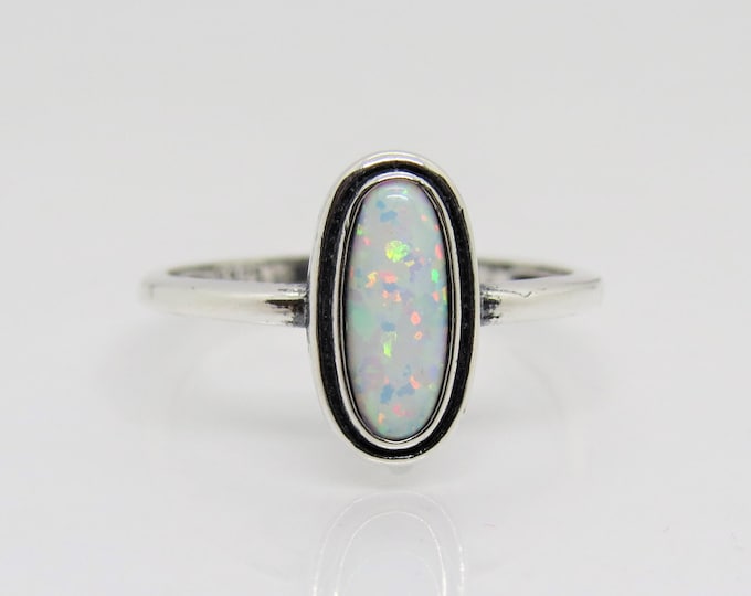 Vintage Sterling Silver White Opal Ring Size 7
