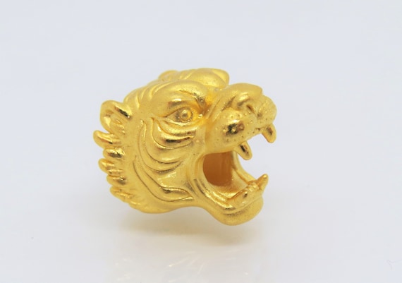 24K 9999 Pure Gold Tiger Head Vintage Charm Penda… - image 6