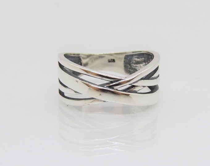 Vintage Sterling Silver Twisted Dome Ring Size 8