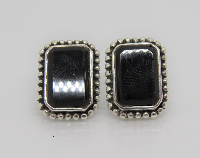 Vintage Sterling Silver Black Onyx Earrings