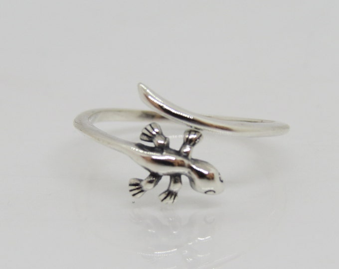 Vintage Sterling Silver Lizard Thin Band Ring Size 7