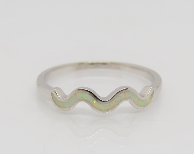 Sterling Silver Fire Opal Swirly Ring Size 8