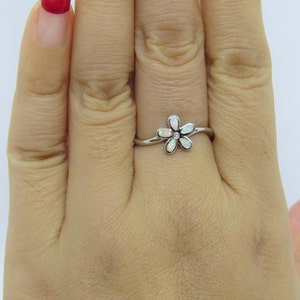 Vintage Sterling Silver Fire Opal & White Topaz Flower Ring Size 7 - Etsy