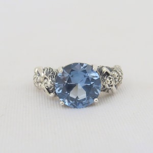 Vintage Sterling Silver 3.87ct Round cut Aquamarine Ring Size 9