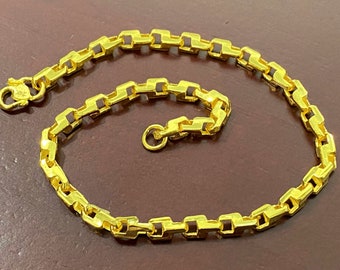 Pulsera vintage de cadena de eslabones de oro macizo de 24 quilates (980), longitudes de 6, 7 y 8 pulgadas.