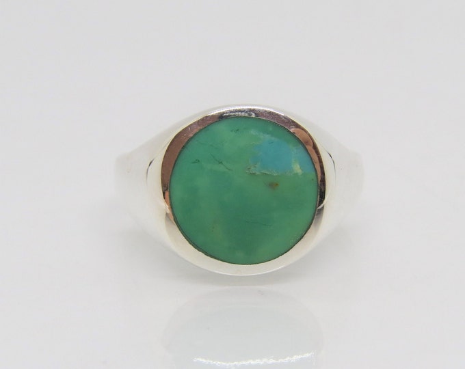 Vintage Sterling Silver Turquoise Bold Ring Size 9