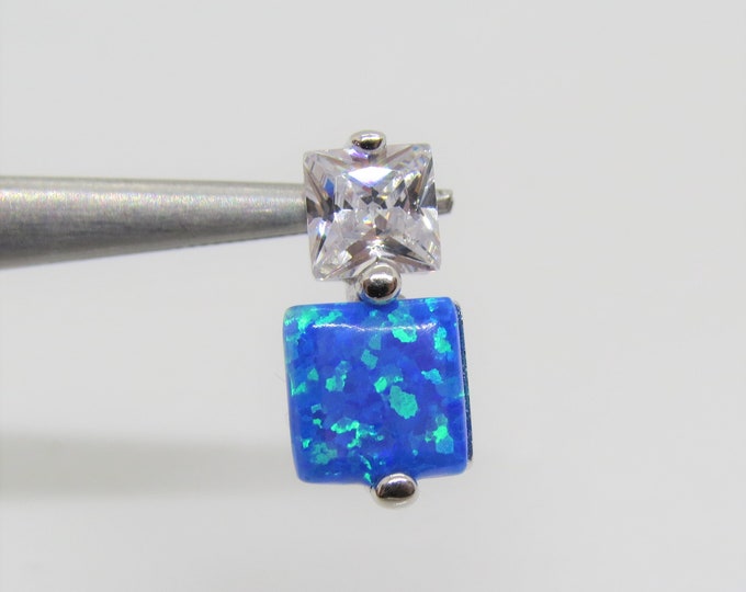 Vintage Sterling Silver Blue Opal & White Topaz Pendant