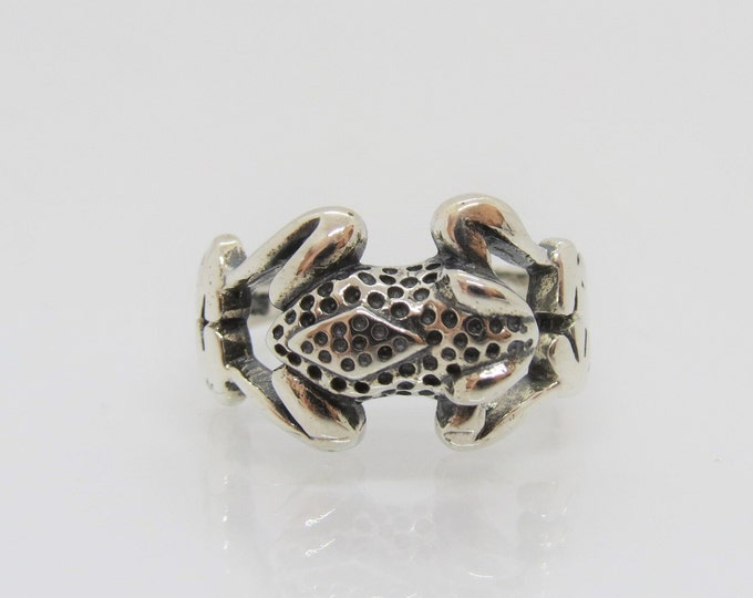 Vintage Sterling Silver Frog Ring Size 8