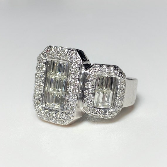 Vintage 18k Solid White Gold 5ctw Invisible Set B… - image 7