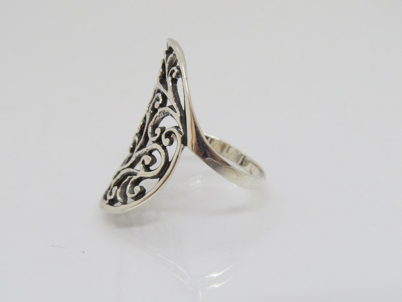 Vintage Sterling Silver Filigree Dome Ring Size 10 - Etsy