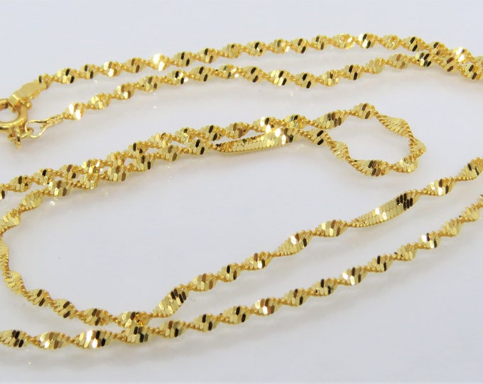 Vintage 18K Solid Yellow Gold Twisted Rope Link Chain 18''