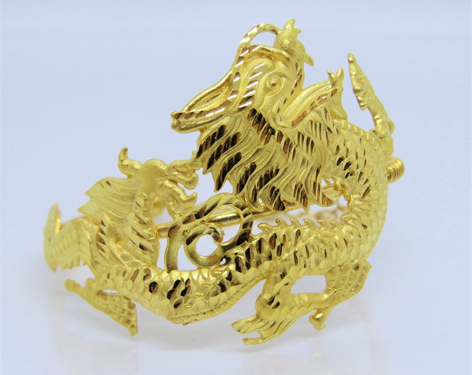 Vintage 23K 980 Pure Gold Dragon Bracelet 6 1/2''