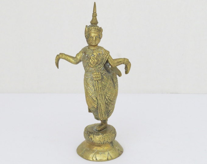 Antique Brass Statue BUDDHA Hindu SHIVA Temple Dancer Art Sculpture 5 1/2''