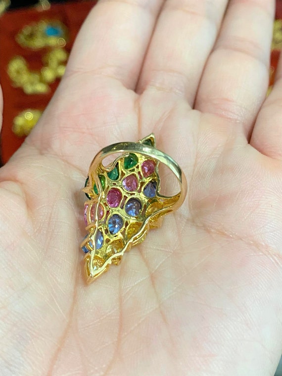 Vintage 18K Solid Yellow Gold Mixed Gemstones Lon… - image 5