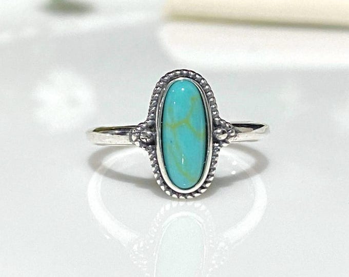Vintage Sterling Silver Turquoise Ring Size 7
