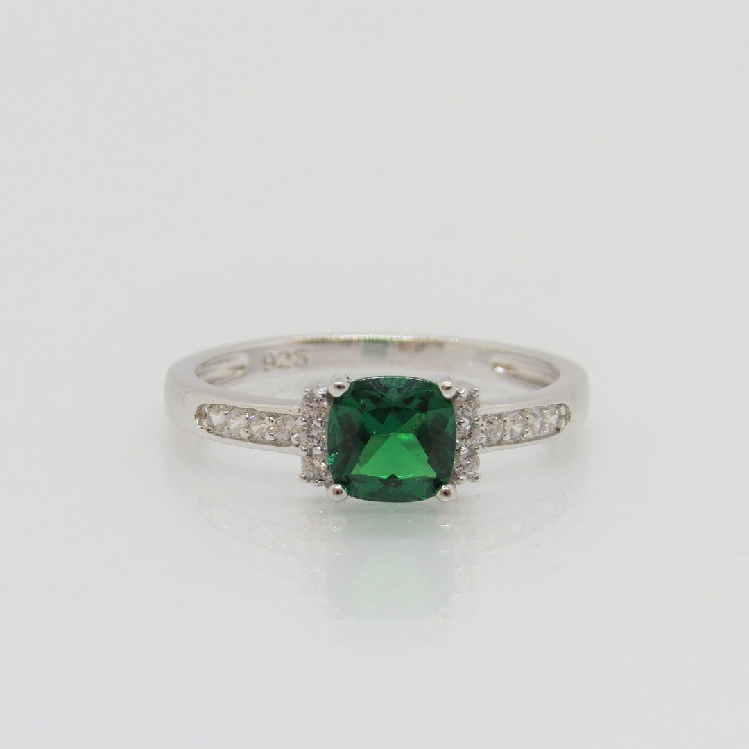 Vintage Sterling Silver Emerald & White Topaz Ring Size 6 - Etsy