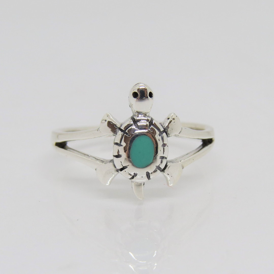 Sterling Silver Turquoise Turtle Ring. - Etsy