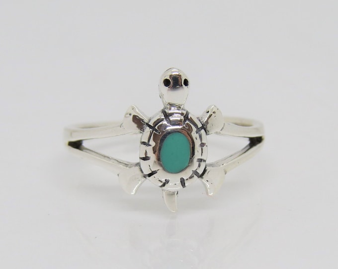 Sterling Silver Turquoise Turtle Ring.