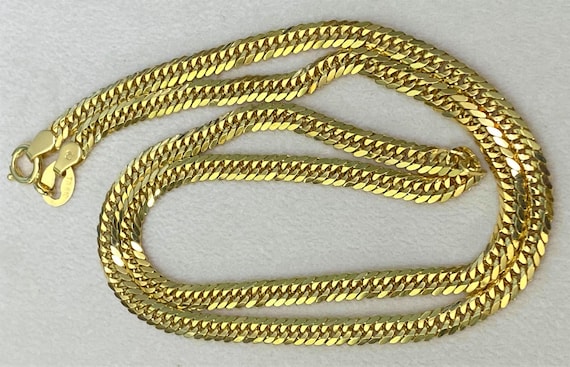 Vintage 14K Solid Yellow Gold Cuban Link Chain Ne… - image 1