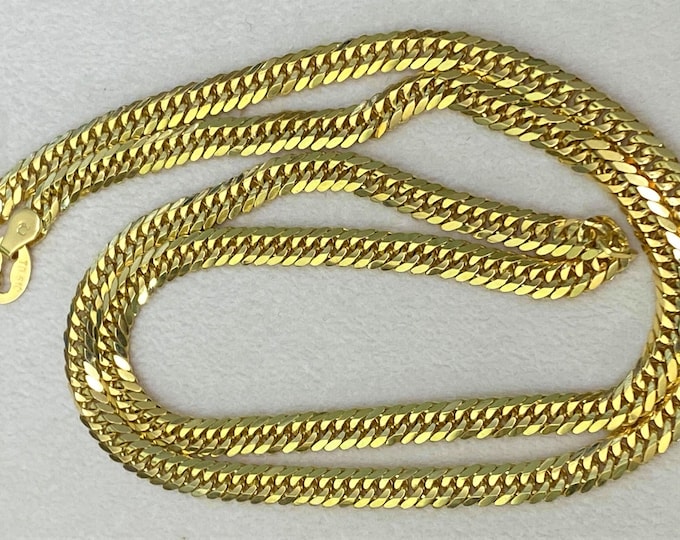 Vintage 15K Solid Yellow Gold Cuban Link Chain Necklace 24''