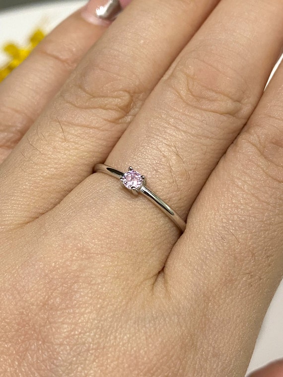Vintage Sterling Silver Round cut Pink Sapphire T… - image 7