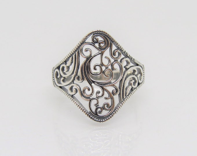 Vintage Sterling  Filigree Ring Size 8
