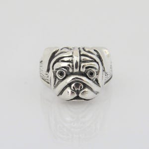 Vintage Sterling Silver Bulldog Band Ring Size 9